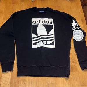 Adidas Swearshirt mens size small - black / white - zip side - nice